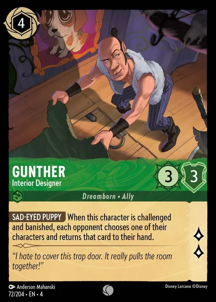 Gunther - Interior Designer, Disney Lorcana card CH4-072 — Ursula's Return set