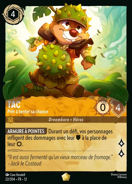 Tac - Prêt à tenter sa chance, carte Disney Lorcana CH12-022 — extension Contrées Inconnues
