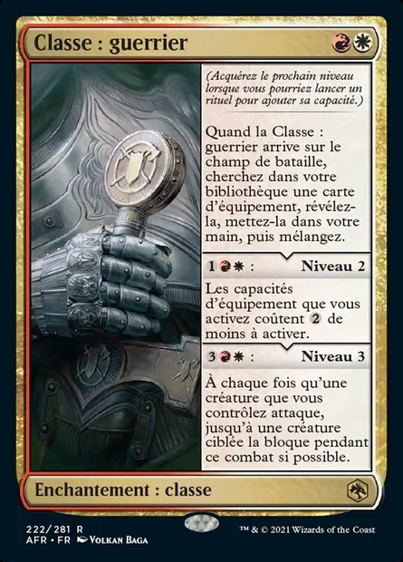 Classe : guerrier, carte Magic AFR 222 — extension Forgotten Realms: Aventures dans les Royaumes Oubliés