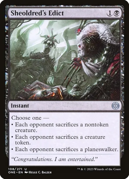 Sheoldred's Edict, Magic card ONE 108 — Phyrexia: All Will Be One set