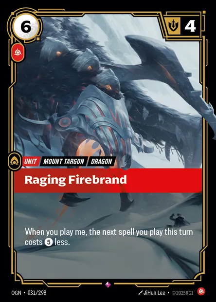 Raging Firebrand, Riftbound card OGN 031 — Origins set