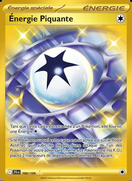 Énergie Piquante, carte Pokémon JTG 190 — extension Aventures Ensemble
