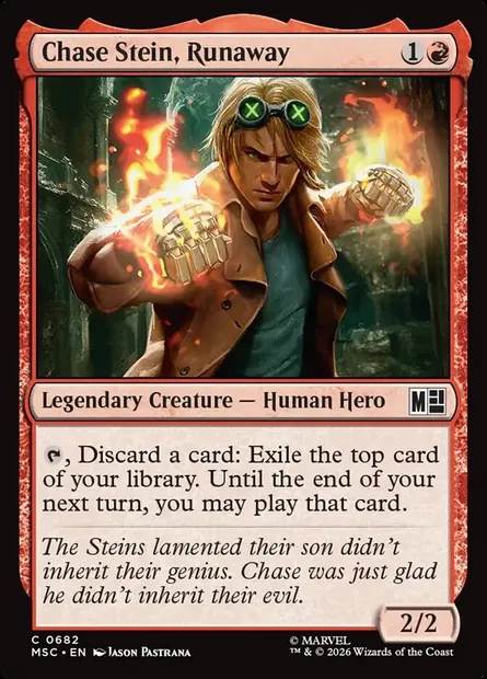 Chase Stein, Runaway, Magic card MSC 682 — Marvel Super Heroes Commander set