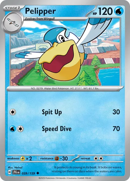 Pelipper, Pokémon card JTG 039 — Journey Together set
