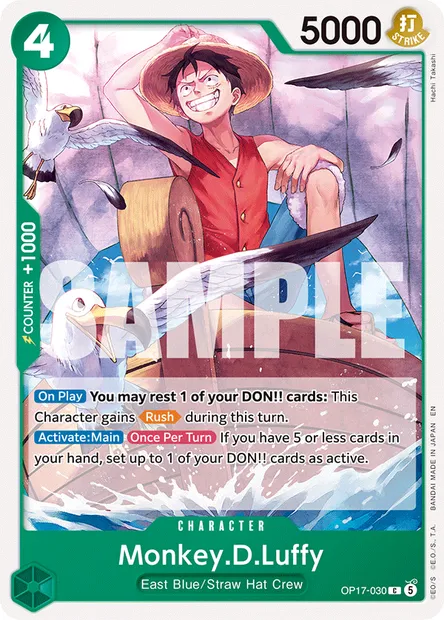 Monkey.D.Luffy, One Piece card OP17-030 — THE WORLD’S STRONGEST WARRIORS set