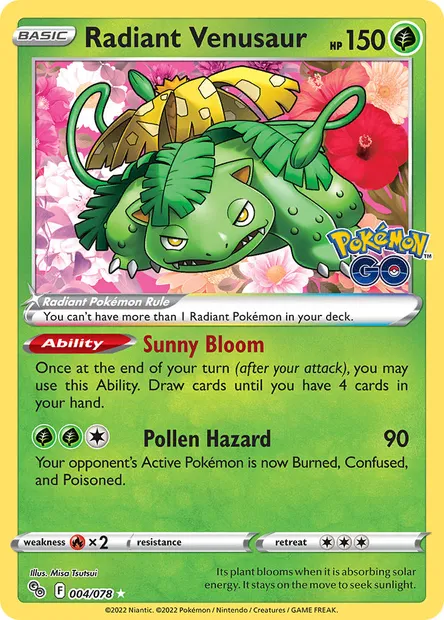 Radiant Venusaur, Pokémon card PGO 004 — Pokémon GO set