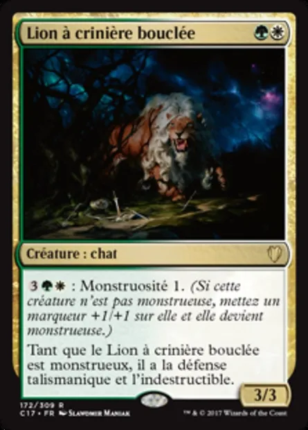 Lion à crinière bouclée, carte Magic C17 172 — extension Commander 2017