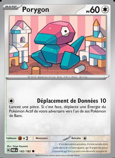 Porygon, carte Pokémon PAR 142 — extension Faille Paradoxe