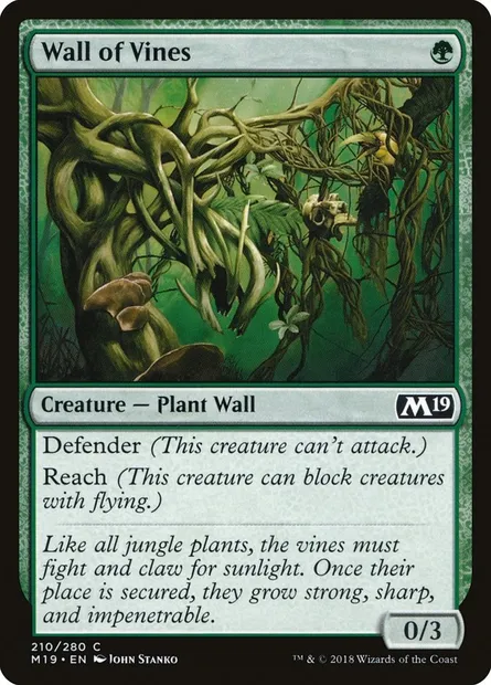Wall of Vines, Magic card M19 210 — Core Set 2019 set