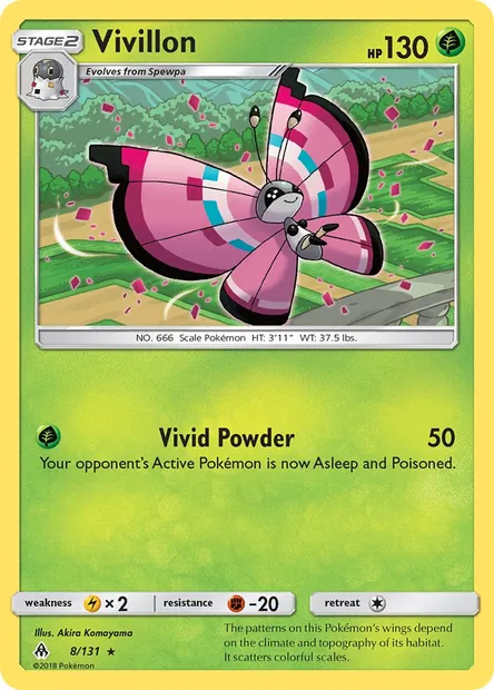 Vivillon, Pokémon card FLI 8 — Forbidden Light set
