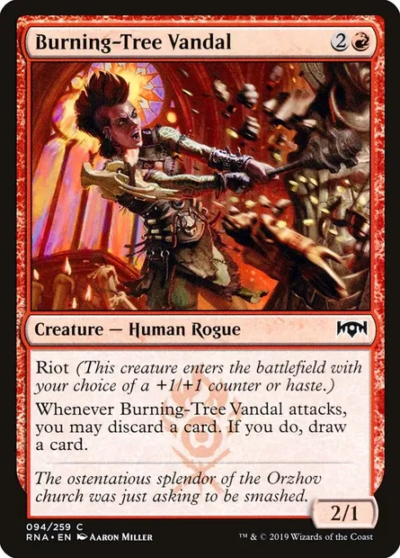 Burning-Tree Vandal, Magic card RNA 94 — Ravnica Allegiance set