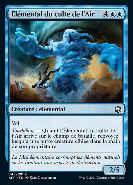 Élémental du culte de l'Air, carte Magic AFR 45 — extension Forgotten Realms: Aventures dans les Royaumes Oubliés