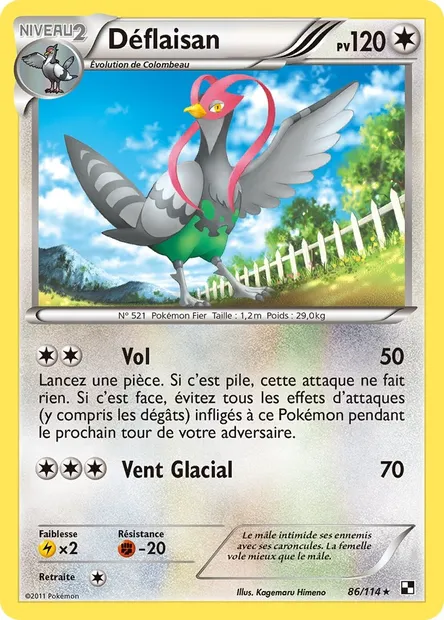 Déflaisan, carte Pokémon BLW 86 — extension Noir & Blanc