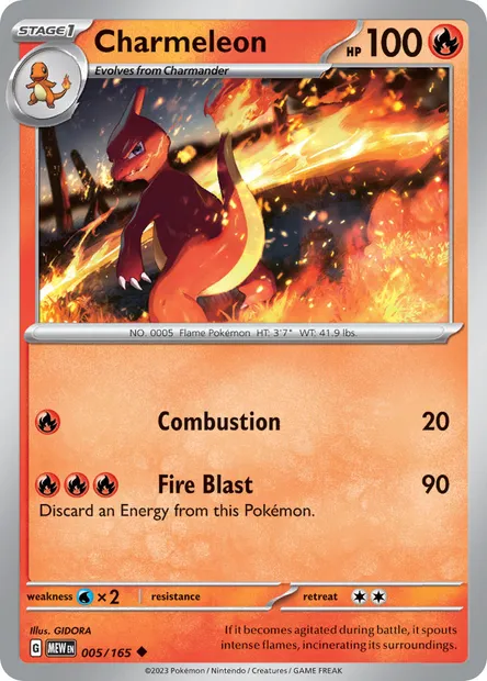Charmeleon, Pokémon card MEW 005 — 151 set