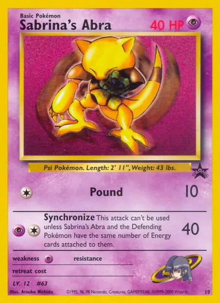 Sabrina's Abra, carte Pokémon WP 19 — extension Wizards Black Star Promos