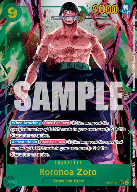 Roronoa Zoro, One Piece card OP06-118 — WINGS OF THE CAPTAIN set