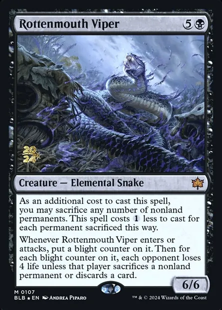 Rottenmouth Viper, Magic card PBLB 107s — Bloomburrow Promos set