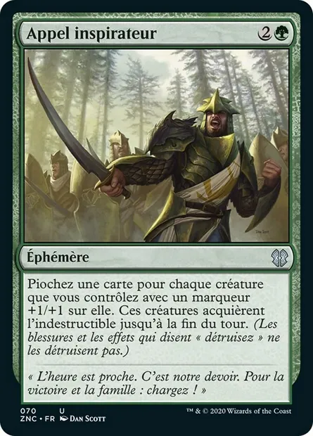 Appel inspirateur, carte Magic ZNC 70 — extension Zendikar Rising Commander