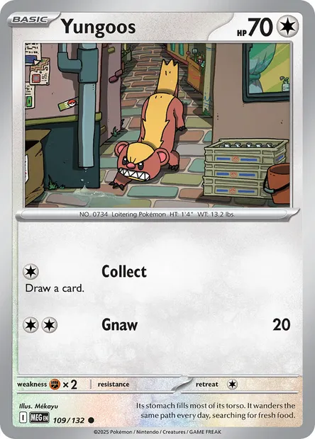 Yungoos, Pokémon card MEG 109 — Mega Evolution set