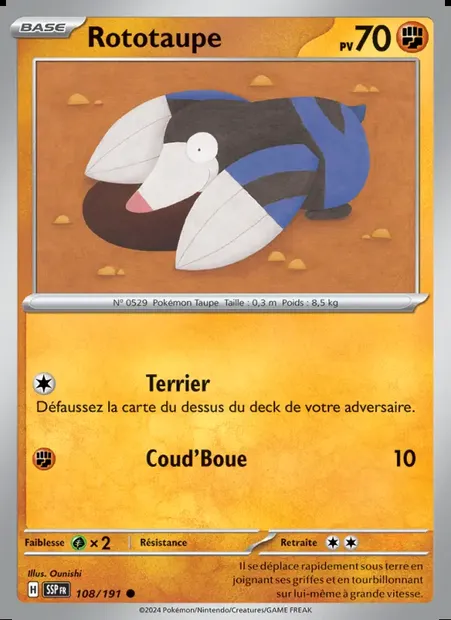 Rototaupe, carte Pokémon SSP 108 — extension Étincelles Déferlantes