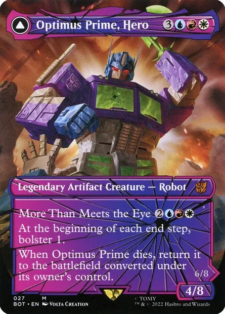 Optimus Prime, Hero // Optimus Prime, Autobot Leader, carte Magic BOT 27 — extension Transformers