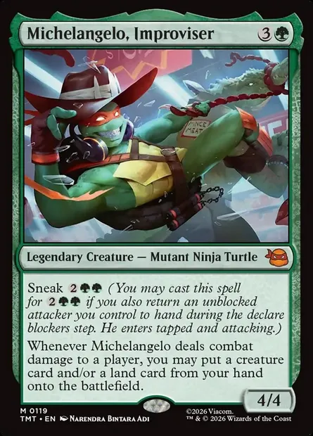 Michelangelo, Improviser, Magic card TMT 119 — Teenage Mutant Ninja Turtles set