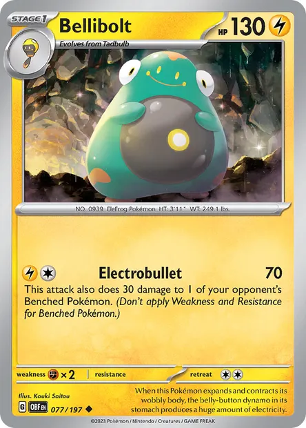 Bellibolt, Pokémon card OBF 077 — Obsidian Flames set
