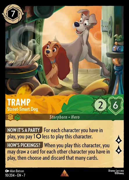 Tramp - Street-Smart Dog, Disney Lorcana card CH7-010 — Archazia's Island set