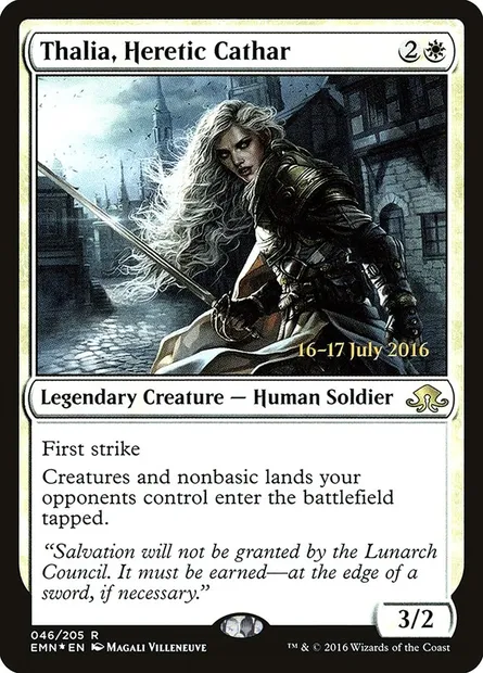 Thalia, Heretic Cathar, Magic card PEMN 46s — Eldritch Moon Promos set