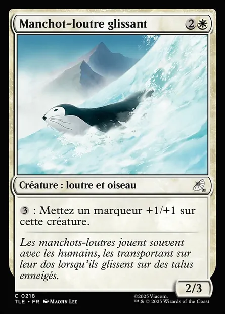 Manchot-loutre glissant, carte Magic TLE 218 — extension Avatar: The Last Airbender Eternal