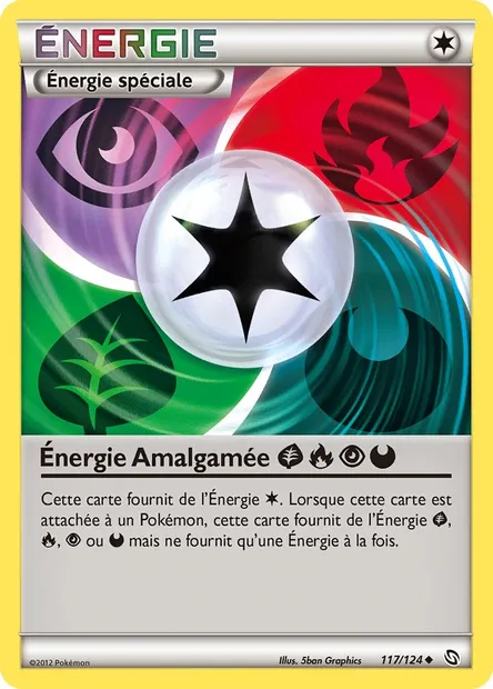 Énergie Amalgamée GrassFirePsychicDarkness, carte Pokémon DRX 117 — extension Dragons Éxaltés