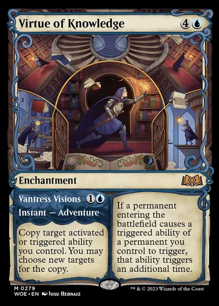 Virtue of Knowledge // Vantress Visions, Magic card WOE 279 — Wilds of Eldraine set