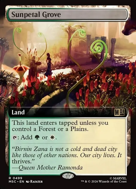 Sunpetal Grove, Magic card MSC 499 — Marvel Super Heroes Commander set