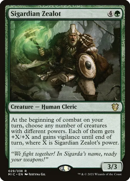 Sigardian Zealot, Magic card MIC 29 — Midnight Hunt Commander set