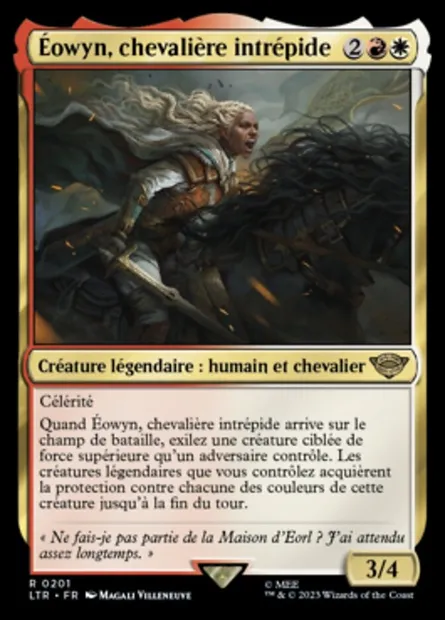 Éowyn, chevalière intrépide, carte Magic LTR 201 — extension Le Seigneur des Anneaux : chroniques de la Terre du Milieu
