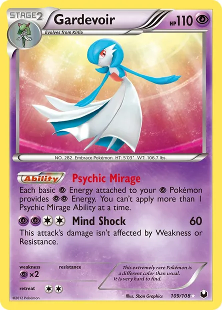 Gardevoir, Pokémon card DEX 109 — Dark Explorers set