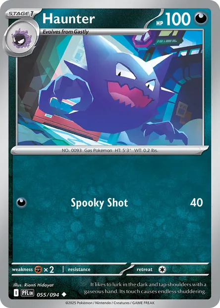 Haunter, Pokémon card PFL 055 — Phantasmal Flames set