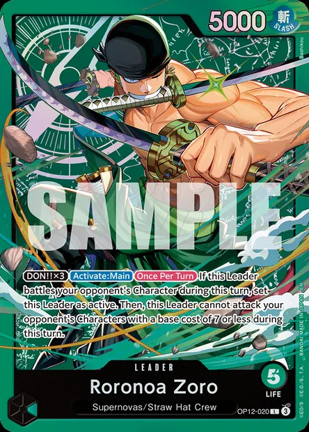 Roronoa Zoro, carte One Piece OP12-020 — extension L'HÉRITAGE DU MAÎTRE