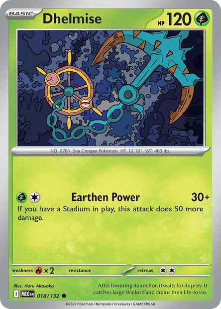Dhelmise, Pokémon card MEG 018 — Mega Evolution set