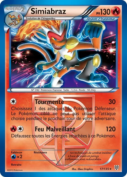 Simiabraz, carte Pokémon PLS 17 — extension Tempète Plasma