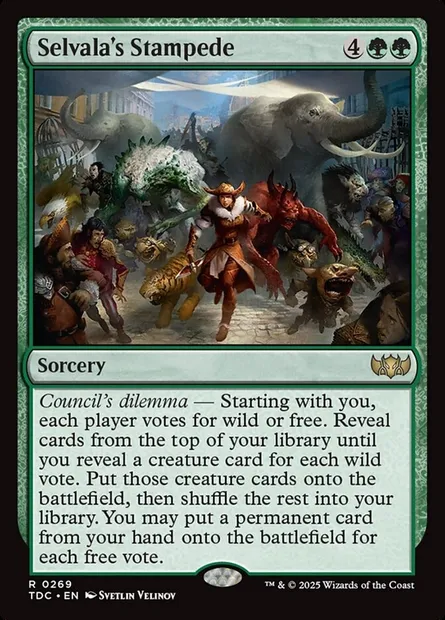 Selvala's Stampede, Magic card TDC 269 — Tarkir: Dragonstorm Commander set