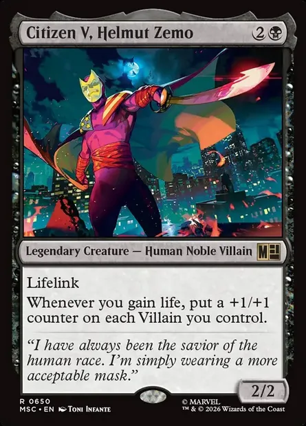 Citizen V, Helmut Zemo, Magic card MSC 650 — Marvel Super Heroes Commander set