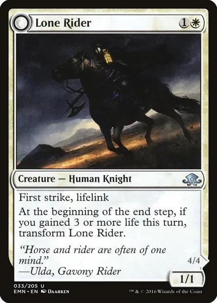 Lone Rider // It That Rides as One, Magic card EMN 33 — Eldritch Moon set