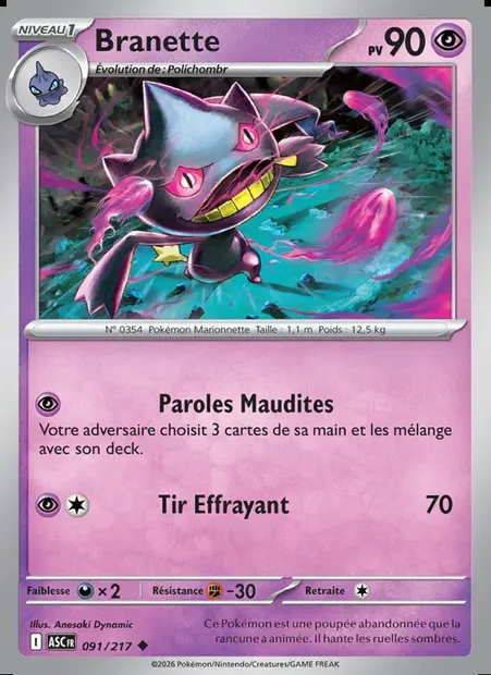 Branette, carte Pokémon ASC 091 — extension Héros Transcendants