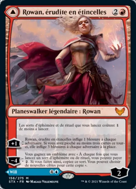 Rowan, érudite en étincelles // Will, érudit en gel, carte Magic STX 156 — extension Strixhaven: l'Académie des Mages