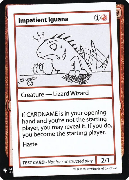 Impatient Iguana, carte Magic CMB1 55 — extension Mystery Booster Playtest Cards 2019