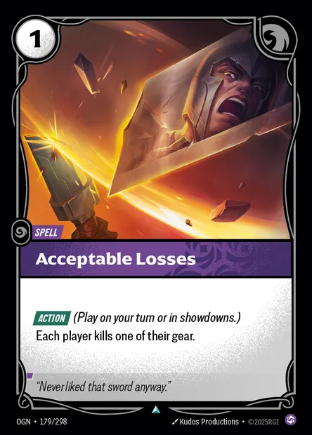 Acceptable Losses, Riftbound card OGN 179 — Origins set