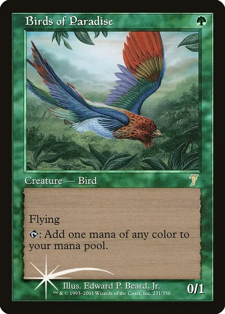 Oiseaux de paradis, carte Magic 7ED 231★ — extension Septième Edition