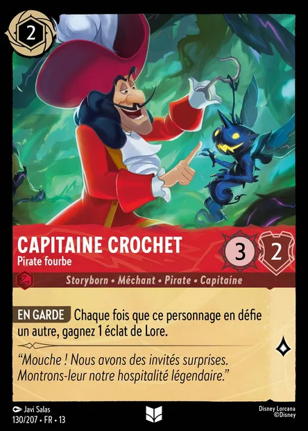 Capitaine Crochet - Pirate fourbe, carte Disney Lorcana CH13-130 — extension Invasion Epineuse!