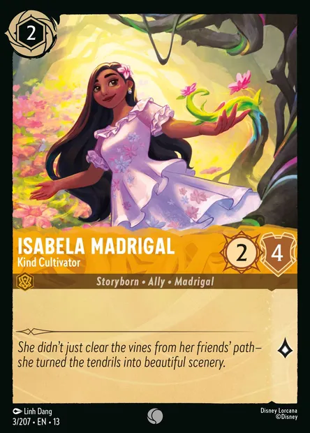 Isabela Madrigal - Kind Cultivator, Disney Lorcana card CH13-003 — Attack of the Vine! set